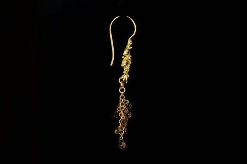 Modern 22K Yellow Gold Briolette Cut Citrine Drop Earrings - Queen May