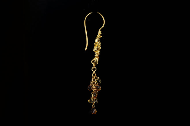 Modern 22K Yellow Gold Briolette Cut Citrine Drop Earrings - Queen May