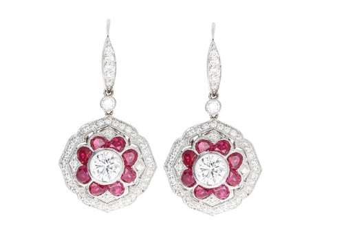 Kwiat 18K White Gold Diamond & Ruby Drop Earrings - Queen May