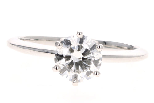 New Platinum 1.01 Carat Round Brilliant Cut Diamond Engagement Ring GIA Certified - Queen May