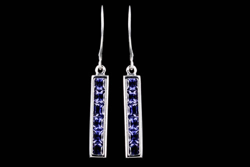 14K White Gold 1.20 Carat Total Weight Iolite Drop Earrings - Queen May