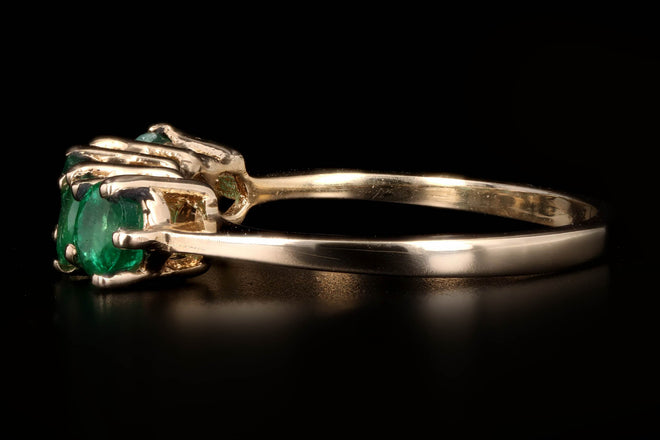 14K Yellow Gold Natural Emerald Band - Queen May