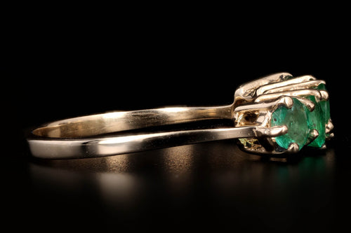 14K Yellow Gold Natural Emerald Band - Queen May