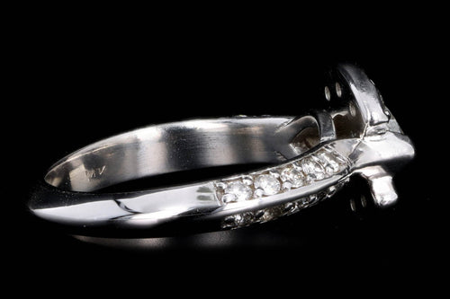 14K White Gold .69 Carat Marquise Diamond Knife-Edge Engagement Ring - Queen May