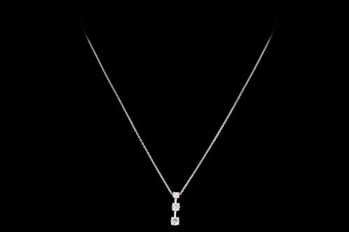 Modern 14K White Gold Diamond Past, Present, & Future Pendant Necklace - Queen May