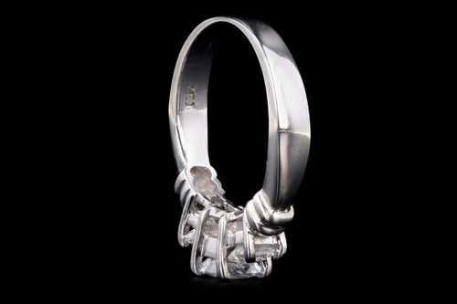 Modern Platinum 1.40 Carat Total Weight Princess Cut Diamond Three Stone Engagement Ring - Queen May