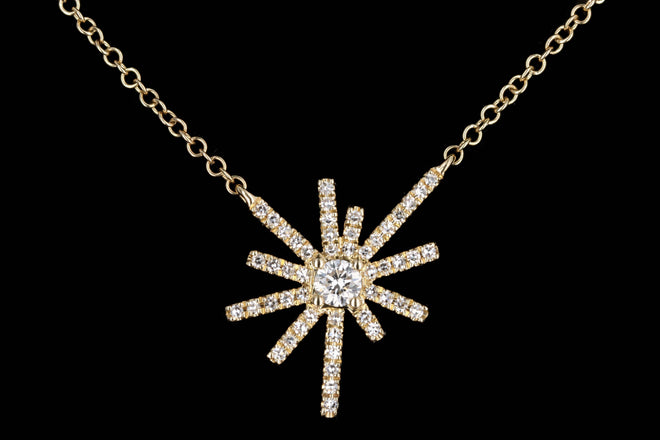 14K White Gold Diamond Starburst Necklace - Queen May