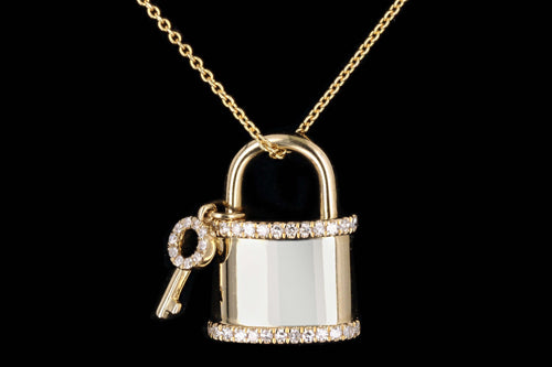 14K Yellow Gold Diamond Lock & Key Pendant Necklace - Queen May