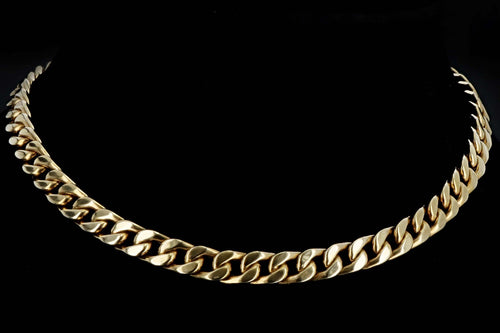 14K Yellow Gold 8mm Hollow Curb Link 16 Inch Chain - Queen May
