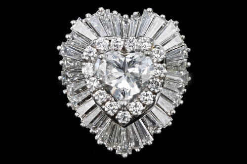 Platinum 1.5 Carat Heart Shape Diamond Ballerina Convertible Pendant Ring - Queen May