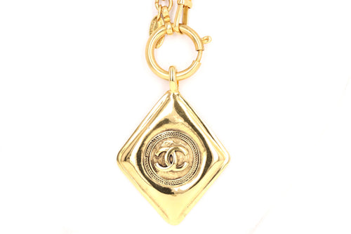 Chanel Vintage Diamond Shaped CC Charm Long Necklace