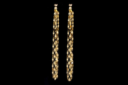 14K Yellow Gold Tiny Tinsel Fringe Earrings - Queen May