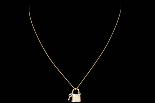 14K Yellow Gold Diamond Lock & Key Pendant Necklace - Queen May