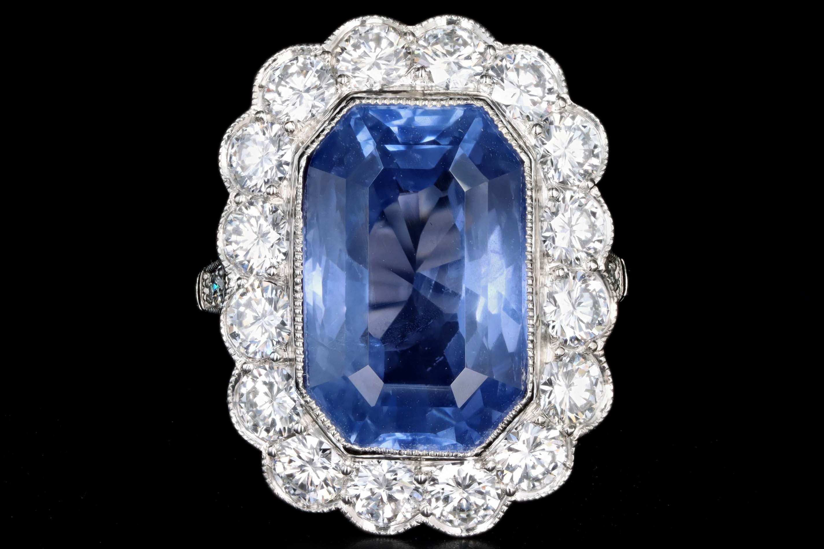 18ct White Gold Diamond & Ceylon Sapphire Ring - Chilton's Antiques