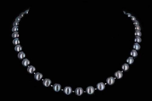 18K White Gold 10mm Cultured Tahitian Pearl Necklace - Queen May