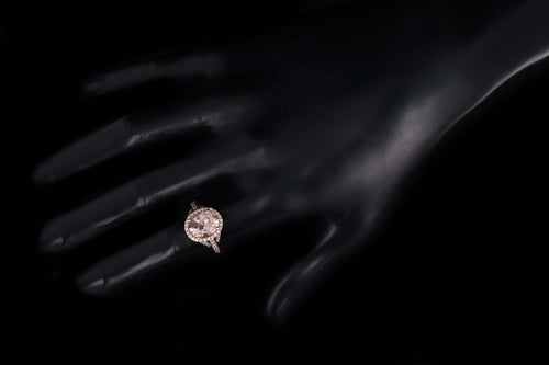 Le Vian 14K Rose Gold 3.0 Carat Oval Cut Morganite & Diamond Halo Ring - Queen May