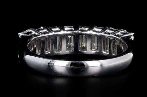 18K White Gold 2.02 Carat Total Weight Emerald Cut Diamond Half Eternity Wedding Band - Queen May