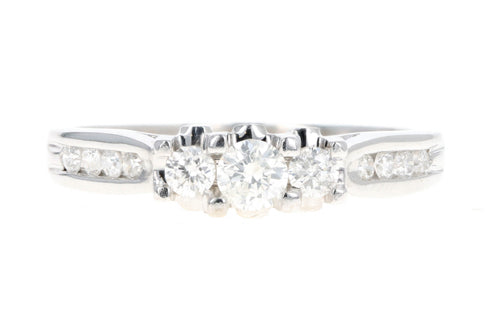 14K White Gold 0.35 Carat Total Weight Round Brilliant Cut Diamond Engagement Ring - Queen May