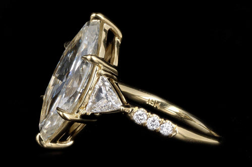 18K Yellow Gold 4.05 Carat Marquise Diamond Engagement Ring GIA Certified - Queen May
