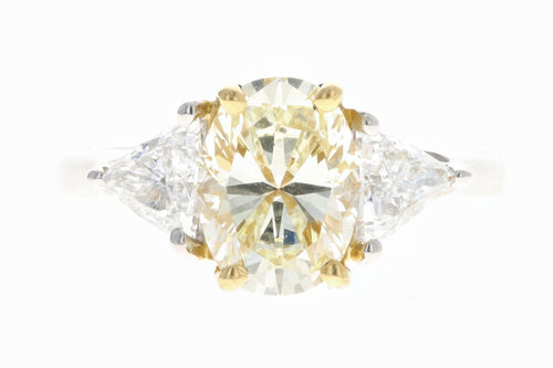 Platinum and 22K Yellow Gold 1.76 Carat Oval Cut Fancy Yellow Diamond Engagement Ring - Queen May