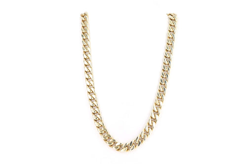 14K Yellow Gold 8mm Hollow Curb Link 16 Inch Chain - Queen May