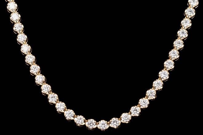 14K Yellow Gold 7.47 Carat Total Weight Round Diamond Adjustable Bolo Tennis Necklace - Queen May