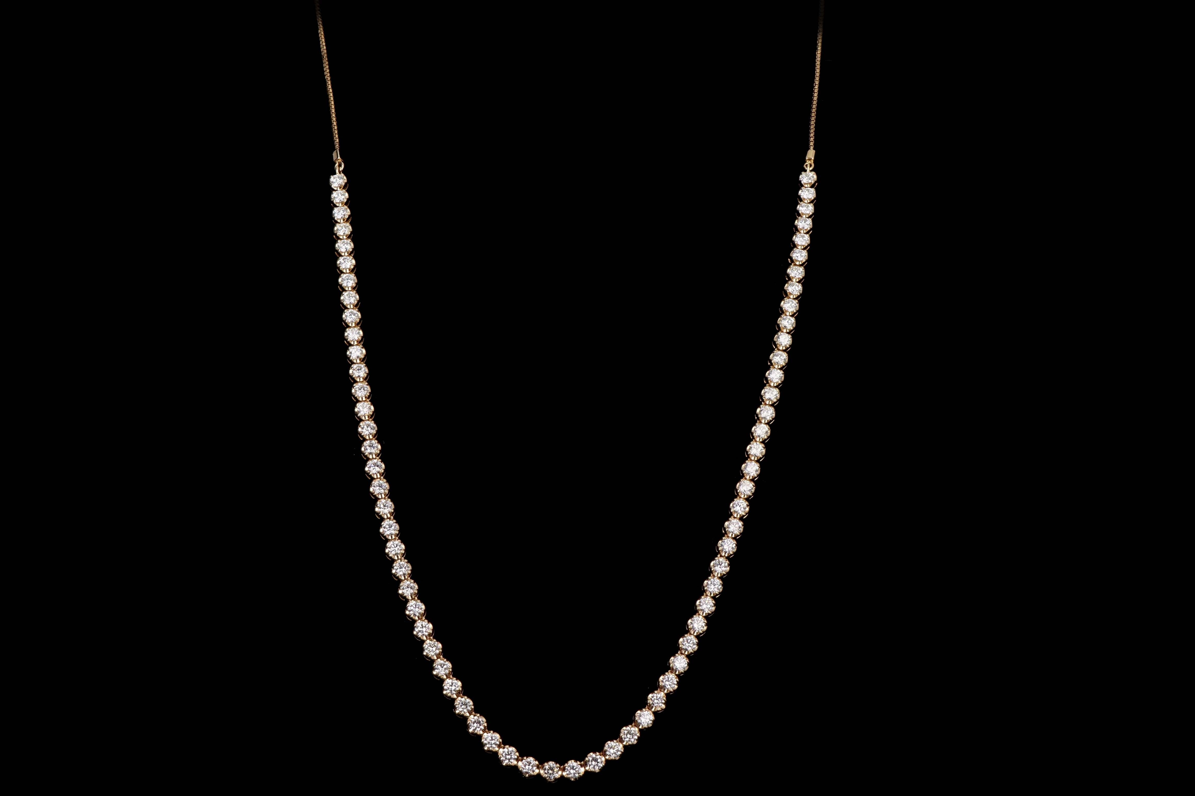 Diamond Tennis Necklace in Yellow Gold (31 cttw.)