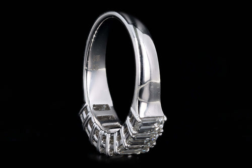 18K White Gold 2.02 Carat Total Weight Emerald Cut Diamond Half Eternity Wedding Band - Queen May