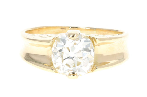 Victorian 18K Yellow Gold 1.60 Carat Old Mine Cut Diamond Gypsy Engagement Ring - Queen May