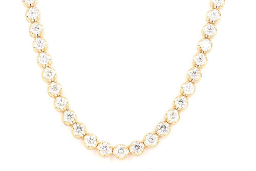 14K Yellow Gold 7.47 Carat Total Weight Round Diamond Adjustable Bolo Tennis Necklace - Queen May