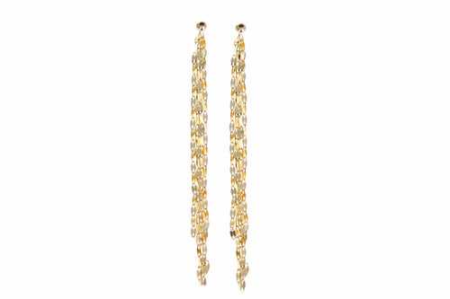 14K Yellow Gold Tiny Tinsel Fringe Earrings - Queen May
