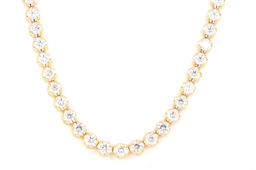 14K Yellow Gold 8.32 Carat Total Weight Round Diamond Adjustable Bolo Tennis Necklace - Queen May