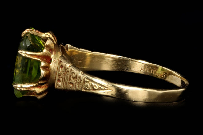 Victorian 18K Yellow Gold 2.75 Carat Peridot Ring - Queen May