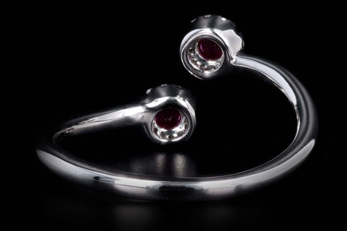14K White Gold Ruby & Diamond Bypass Ring - Queen May