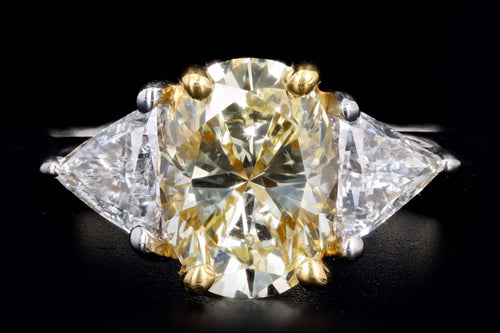 Platinum and 22K Yellow Gold 1.76 Carat Oval Cut Fancy Yellow Diamond Engagement Ring - Queen May