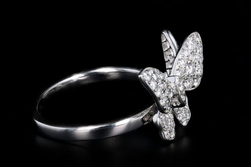 18K White Gold 0.85 Carat Total Weight Diamond Double Butterfly Ring - Queen May