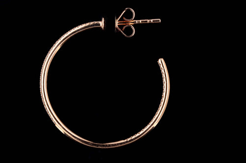 14K Rose Gold .19 Carat Total Weight Diamond Inside Out Hoop Earrings - Queen May