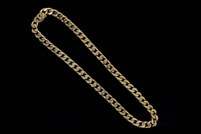 14K Yellow Gold 8mm Hollow Curb Link 16 Inch Chain - Queen May