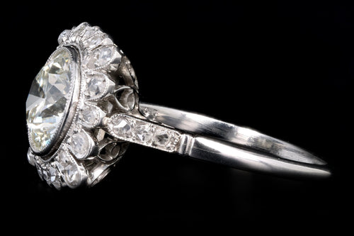 Art Deco Inspired Platinum 1.93 Carat Old European Cut Diamond Engagement Ring - Queen May