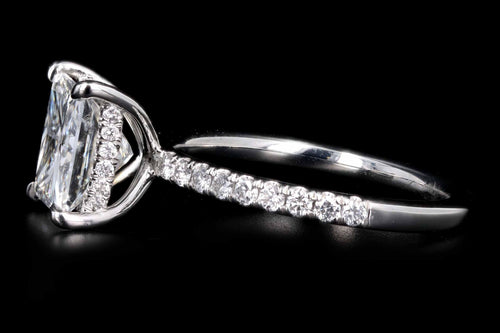 Platinum 2.51 Carat Princess Cut Diamond Hidden Halo Engagement Ring GIA Certified - Queen May