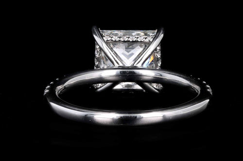 Platinum 2.51 Carat Princess Cut Diamond Hidden Halo Engagement Ring GIA Certified - Queen May