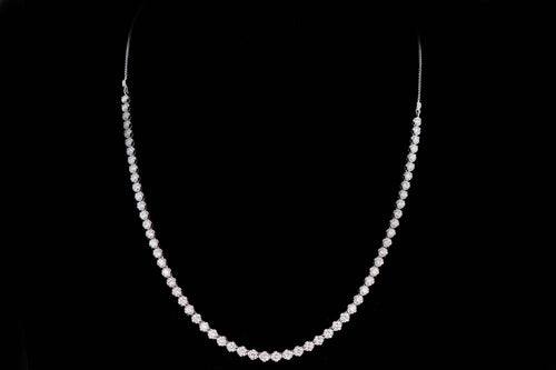 6.95 Carat Total Weight Round Diamond Adjustable Bolo Tennis Necklace in 14K White Gold - Queen May