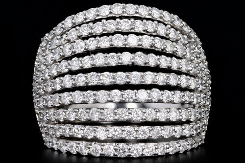 14K White Gold 2.0 Carat Total Weight Round Diamond Multi-Row Ring - Queen May