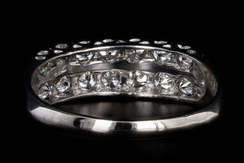 Art Deco 1930s 14K White Gold .70 Carat Total Weight Transition Cut Diamond Band - Queen May