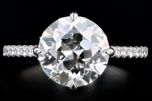 Platinum 3.66 Carat Old European Cut Diamond Hidden Halo Engagement Ring GIA Certified - Queen May