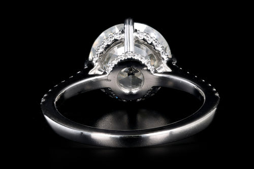 Platinum 3.66 Carat Old European Cut Diamond Hidden Halo Engagement Ring GIA Certified - Queen May