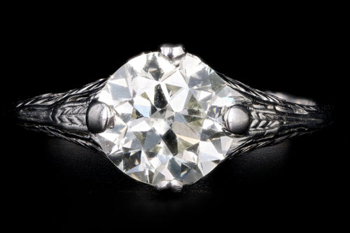 Art Deco Platinum 1.43 Carat Old European Cut Diamond Engagement Ring - Queen May