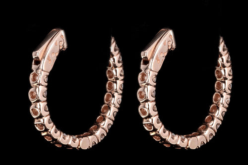 14K Rose Gold 2.25 Carat Total Weight Round Brilliant Cut Diamond Inside-Out Hoop Earrings - Queen May