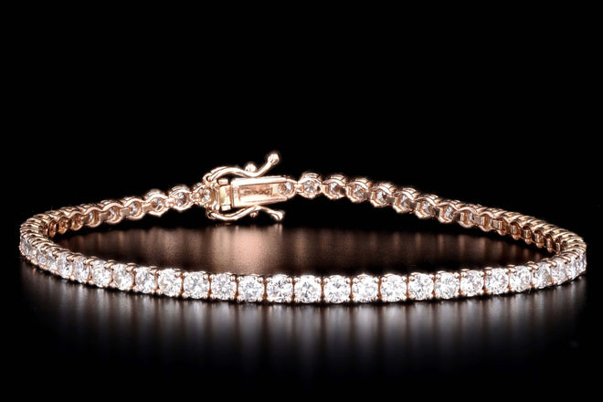 14K Rose Gold 5.07 Carat Total Weight Round Diamond Tennis Bracelet - Queen May