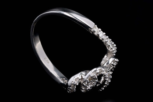 18K White Gold .74 Carat Total Weight Round Diamond Abstract Squiggle Ring - Queen May